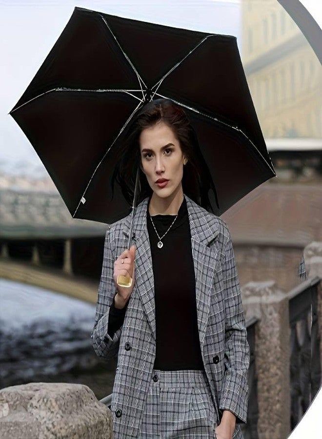 WOOMZY مظلة سفر صغيرة الحجم من WOOMZY، مظلة صغيرة محمولة للسفر، مناسبة للشمس والمطر والشاطئ والجولف - تصميم أنيق ونحيف، مظلة جيب صغيرة للمطر، حماية من الأشعة فوق البنفسجية، مظلات خفيفة الوزن للفتيات والسيدات (أسود - مقاس متوسط) - Image 5